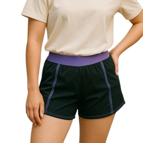 Lululemon Black Purple 5” Lined Running Athletic Performance Shorts Women’s 10 - Picture 2 of 11
